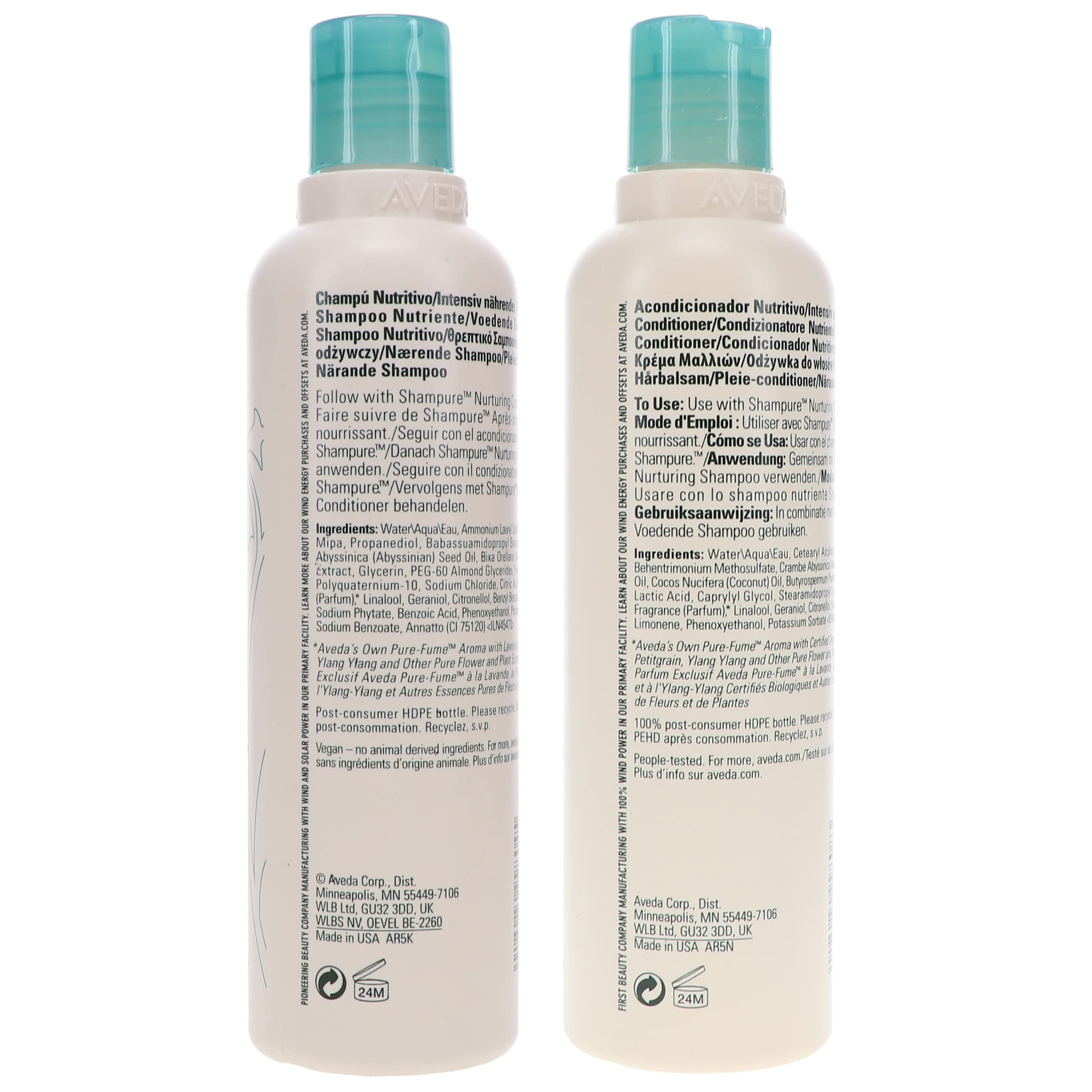 Aveda Shampure Nurturing Shampoo & Conditioner Duo | Daily Shampoo & Conditioner for Normal, Fine to Medium Hair | Silicone Free, 8.5 Fl Oz (Pack of 2)
